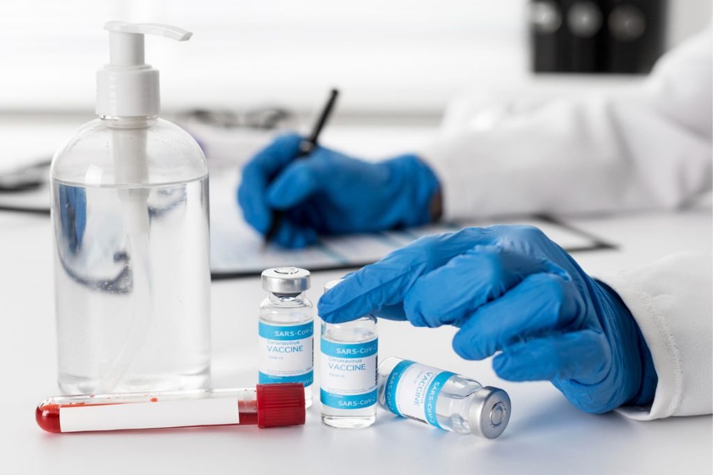 Reagents and samples on a clinical chemistry bench